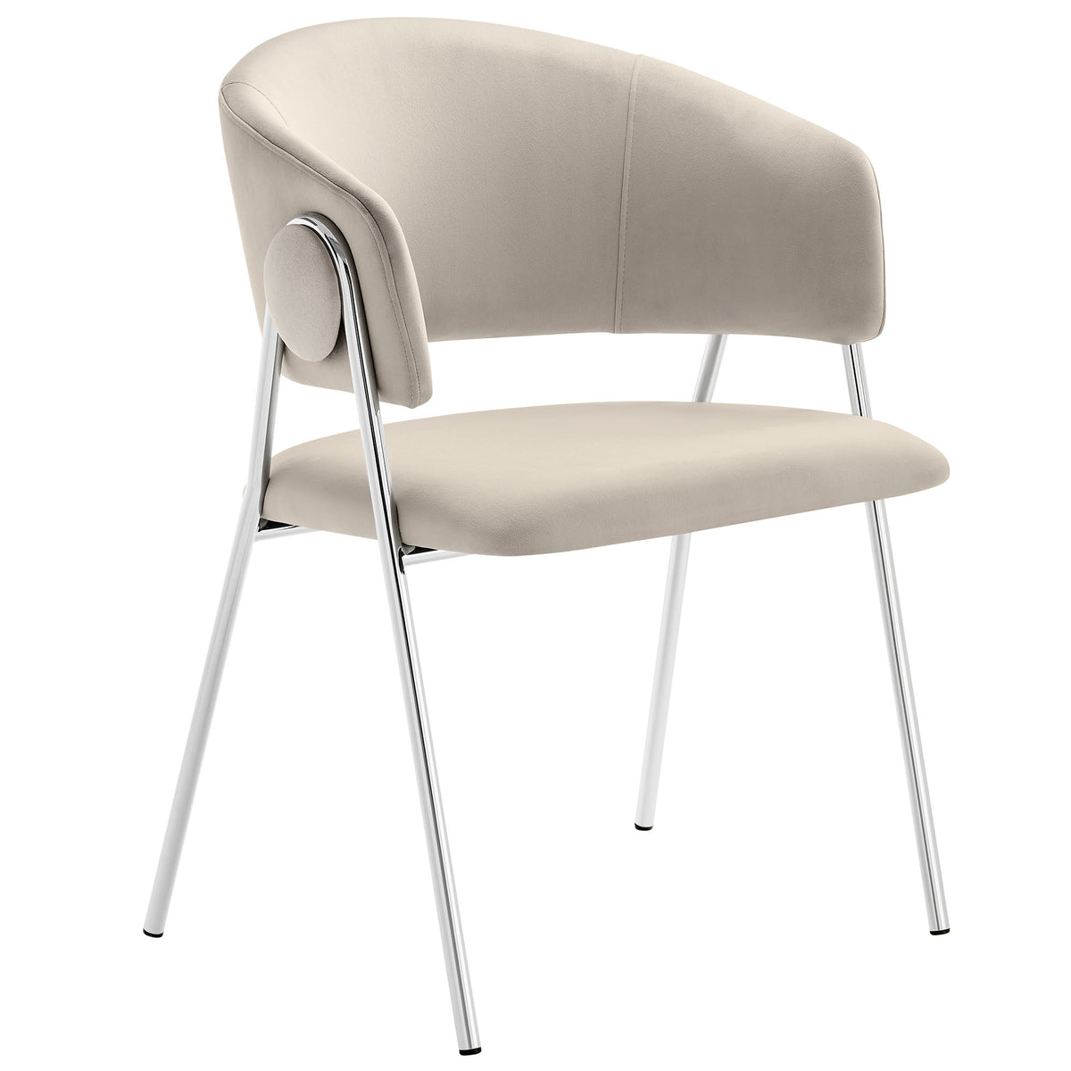 Nella Almond/Silver Upholstered Performance Velvet Dining Chair (Set of 2) - Ornate Home