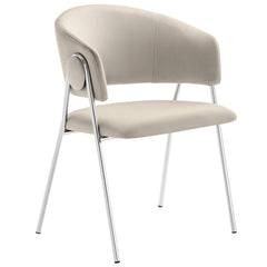 Nella Almond/Silver Upholstered Performance Velvet Dining Chair (Set of 2) - Ornate Home