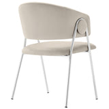 Nella Almond/Silver Upholstered Performance Velvet Dining Chair (Set of 2) - Ornate Home