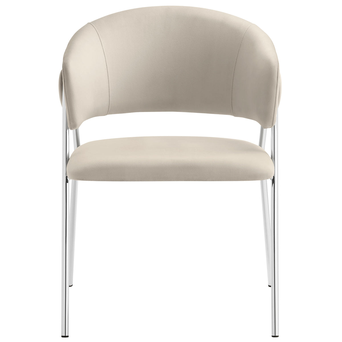 Nella Almond/Silver Upholstered Performance Velvet Dining Chair (Set of 2) - Ornate Home
