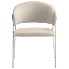 Nella Almond/Silver Upholstered Performance Velvet Dining Chair (Set of 2) - Ornate Home