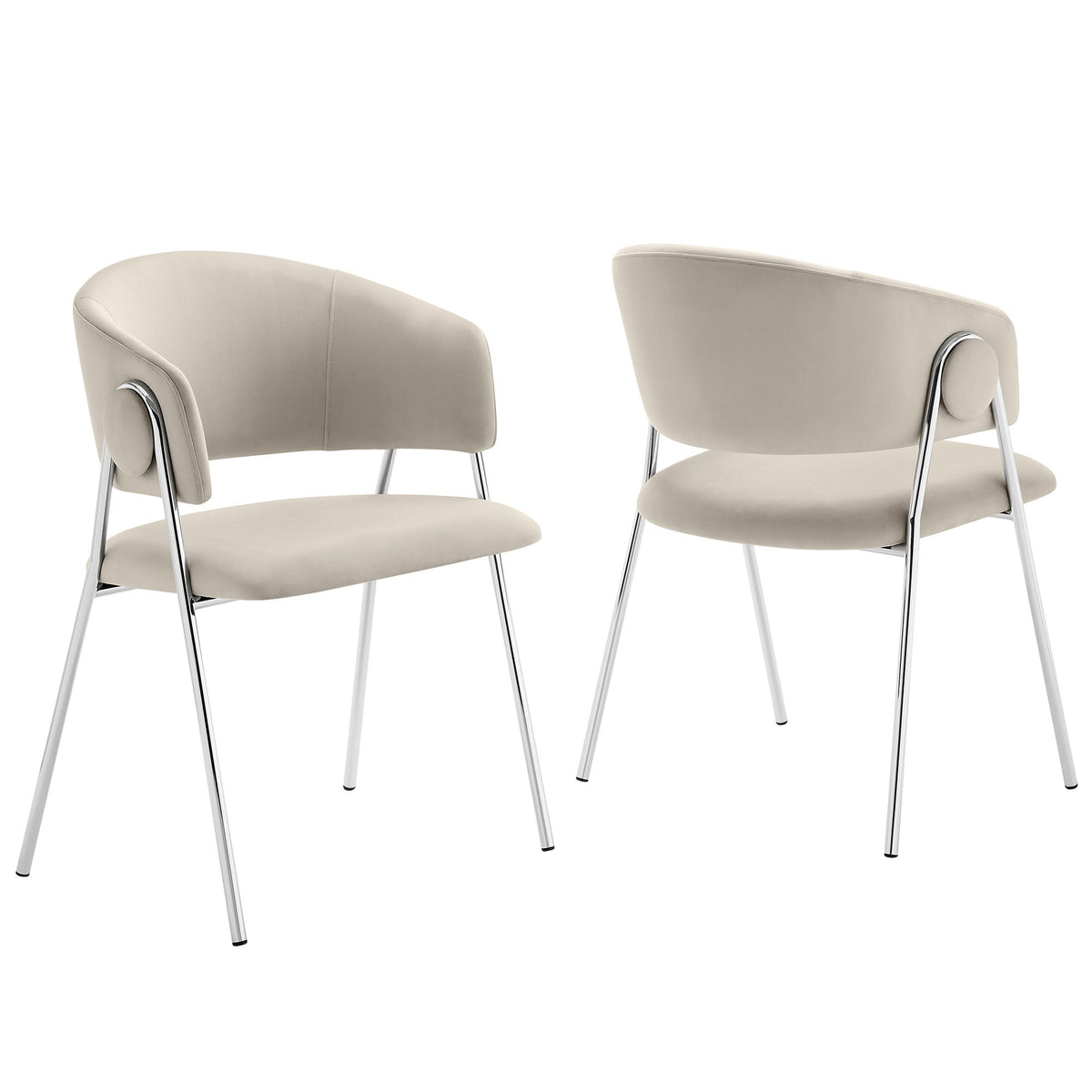 Nella Almond/Silver Upholstered Performance Velvet Dining Chair (Set of 2) - Ornate Home