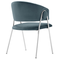Nella Cadet Blue Upholstered Performance Velvet Dining Chair (Set of 2) - Ornate Home