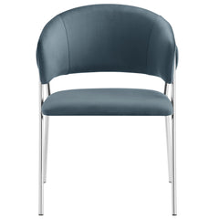 Nella Cadet Blue Upholstered Performance Velvet Dining Chair (Set of 2) - Ornate Home