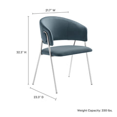 Nella Cadet Blue Upholstered Performance Velvet Dining Chair (Set of 2) - Ornate Home