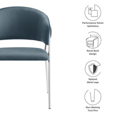 Nella Cadet Blue Upholstered Performance Velvet Dining Chair (Set of 2) - Ornate Home