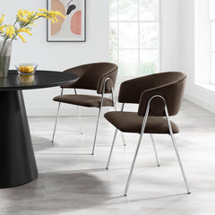 Nella Chocolate/Brown Upholstered Performance Velvet Dining Chair (Set of 2) - Ornate Home