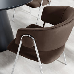 Nella Chocolate/Brown Upholstered Performance Velvet Dining Chair (Set of 2) - Ornate Home