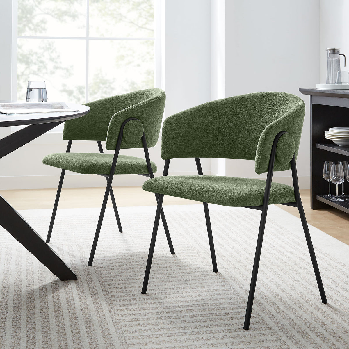 Nella Eucalyptus/Black Upholstered Heathered Chenille Dining Chairs (Set of 2) - Ornate Home