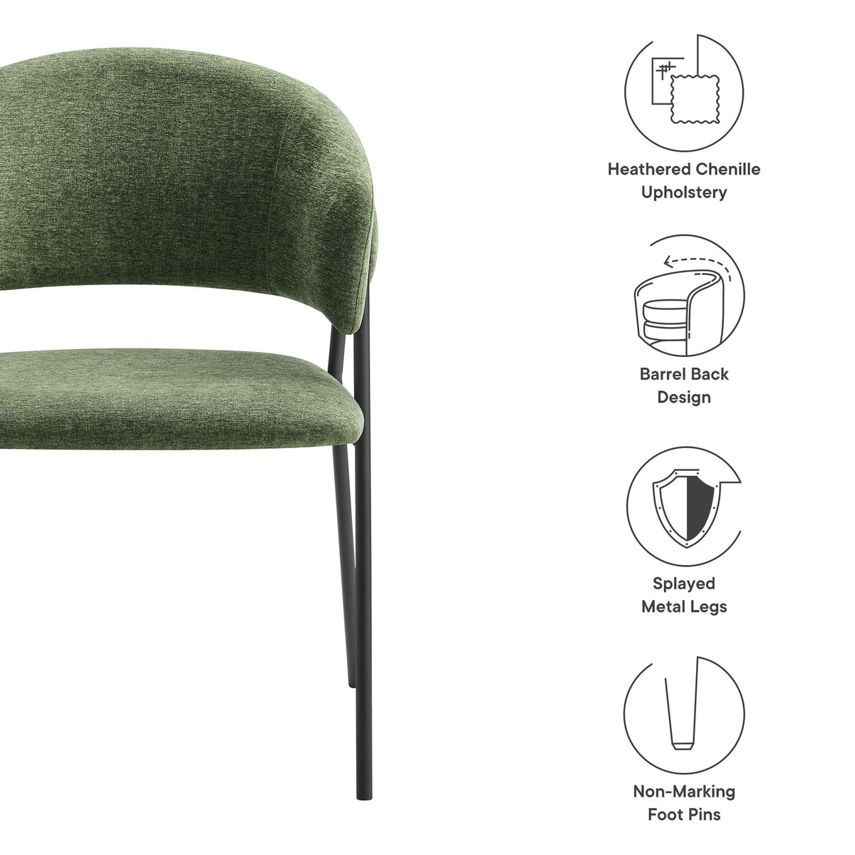 Nella Eucalyptus/Black Upholstered Heathered Chenille Dining Chairs (Set of 2) - Ornate Home