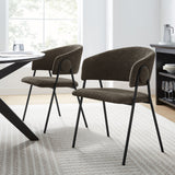 Nella Java/Black Upholstered Heathered Chenille Dining Chairs (Set of 2) - Ornate Home