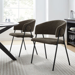 Nella Java/Black Upholstered Heathered Chenille Dining Chairs (Set of 2) - Ornate Home