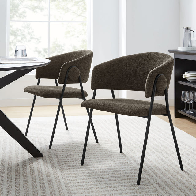 Nella Java/Black Upholstered Heathered Chenille Dining Chairs (Set of 2) - Ornate Home