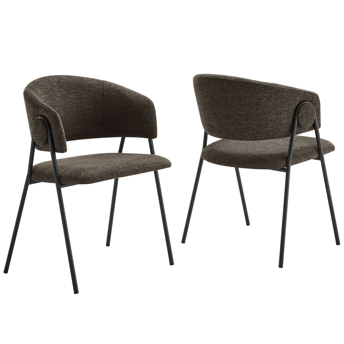 Nella Java/Black Upholstered Heathered Chenille Dining Chairs (Set of 2) - Ornate Home