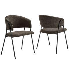 Nella Java/Black Upholstered Heathered Chenille Dining Chairs (Set of 2) - Ornate Home