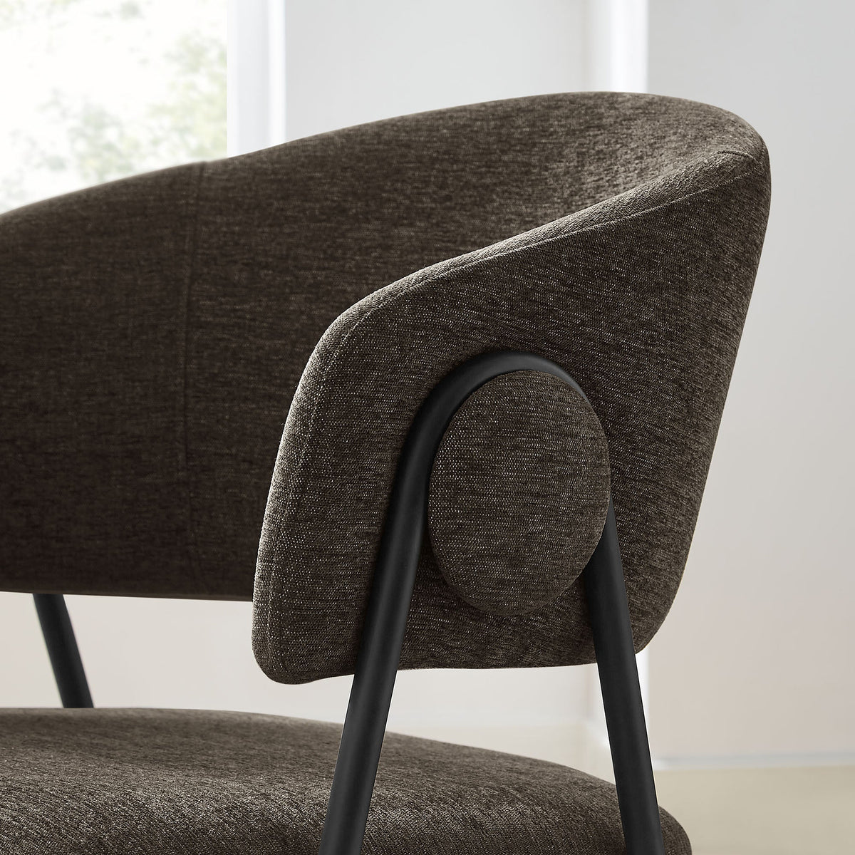 Nella Java/Black Upholstered Heathered Chenille Dining Chairs (Set of 2) - Ornate Home