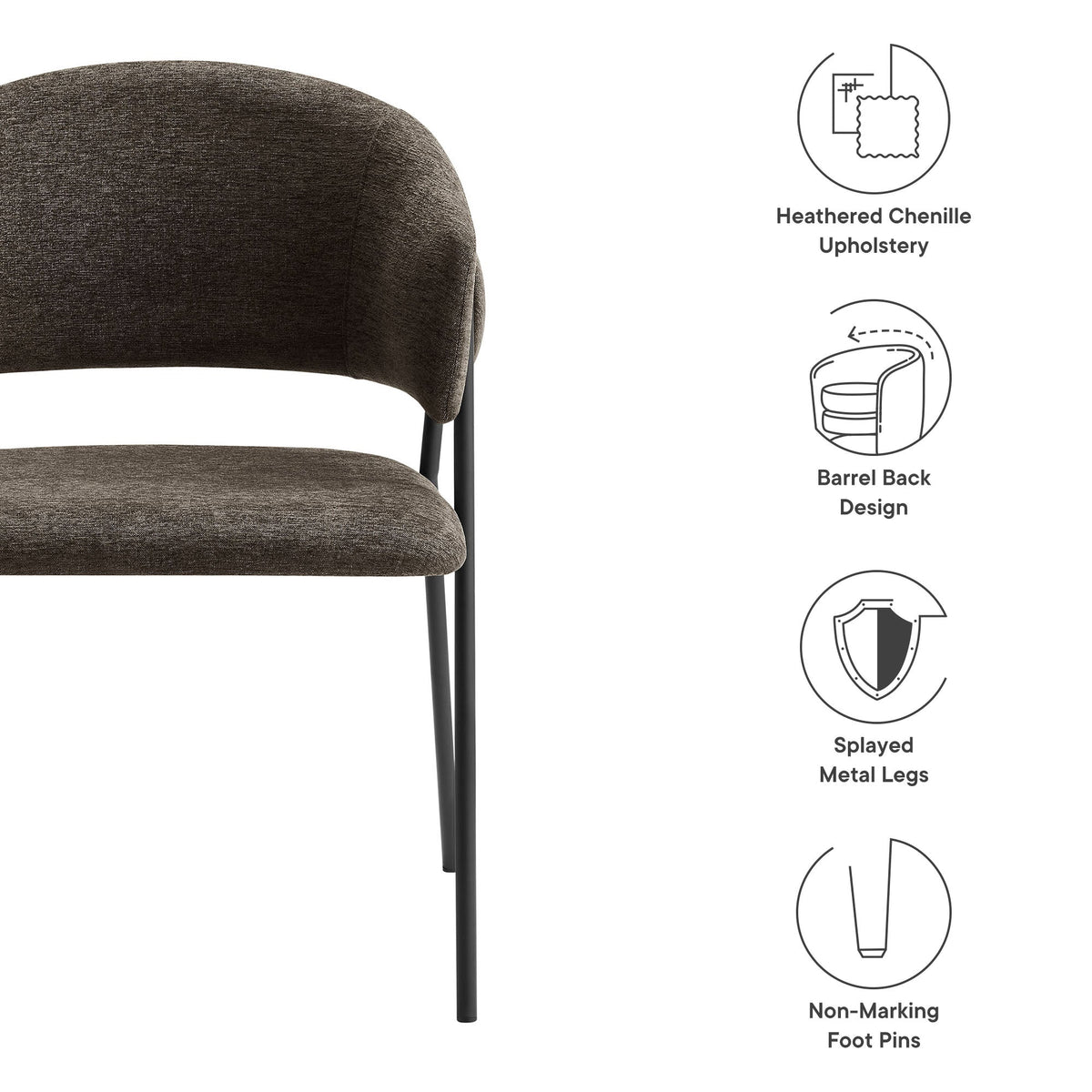 Nella Java/Black Upholstered Heathered Chenille Dining Chairs (Set of 2) - Ornate Home