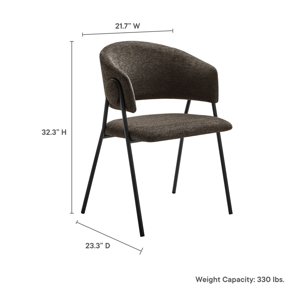 Nella Java/Black Upholstered Heathered Chenille Dining Chairs (Set of 2) - Ornate Home