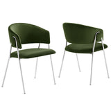 Nella Moss Green/Silver Upholstered Performance Velvet Dining Chair (Set of 2) - Ornate Home
