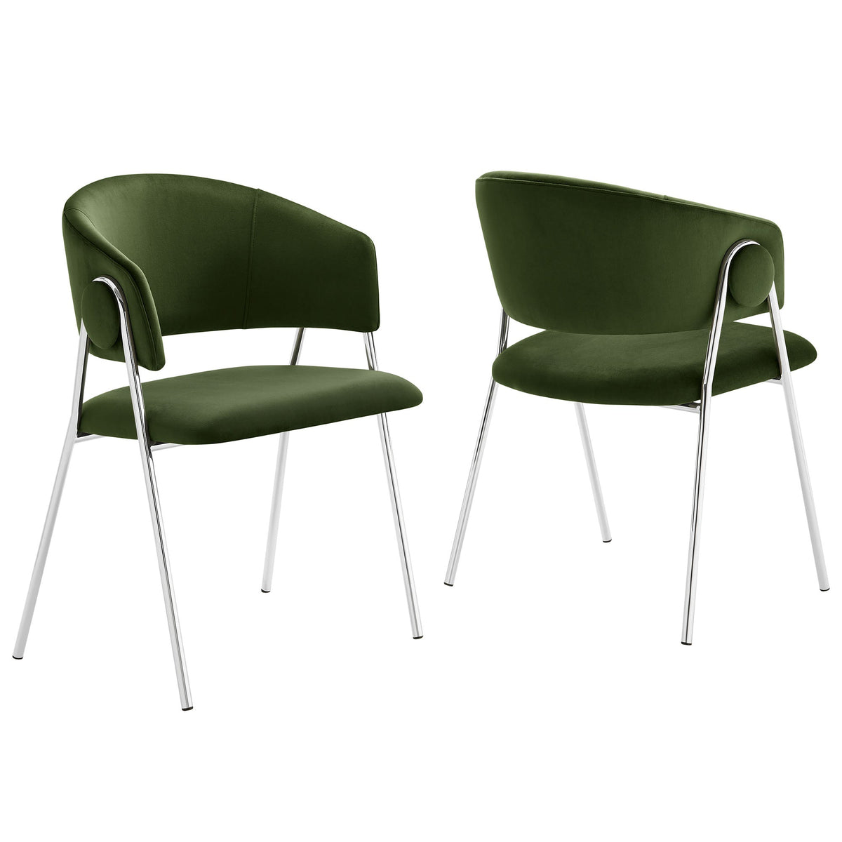 Nella Moss Green/Silver Upholstered Performance Velvet Dining Chair (Set of 2) - Ornate Home