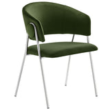 Nella Moss Green/Silver Upholstered Performance Velvet Dining Chair (Set of 2) - Ornate Home