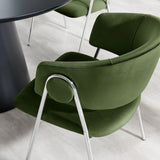 Nella Moss Green/Silver Upholstered Performance Velvet Dining Chair (Set of 2) - Ornate Home