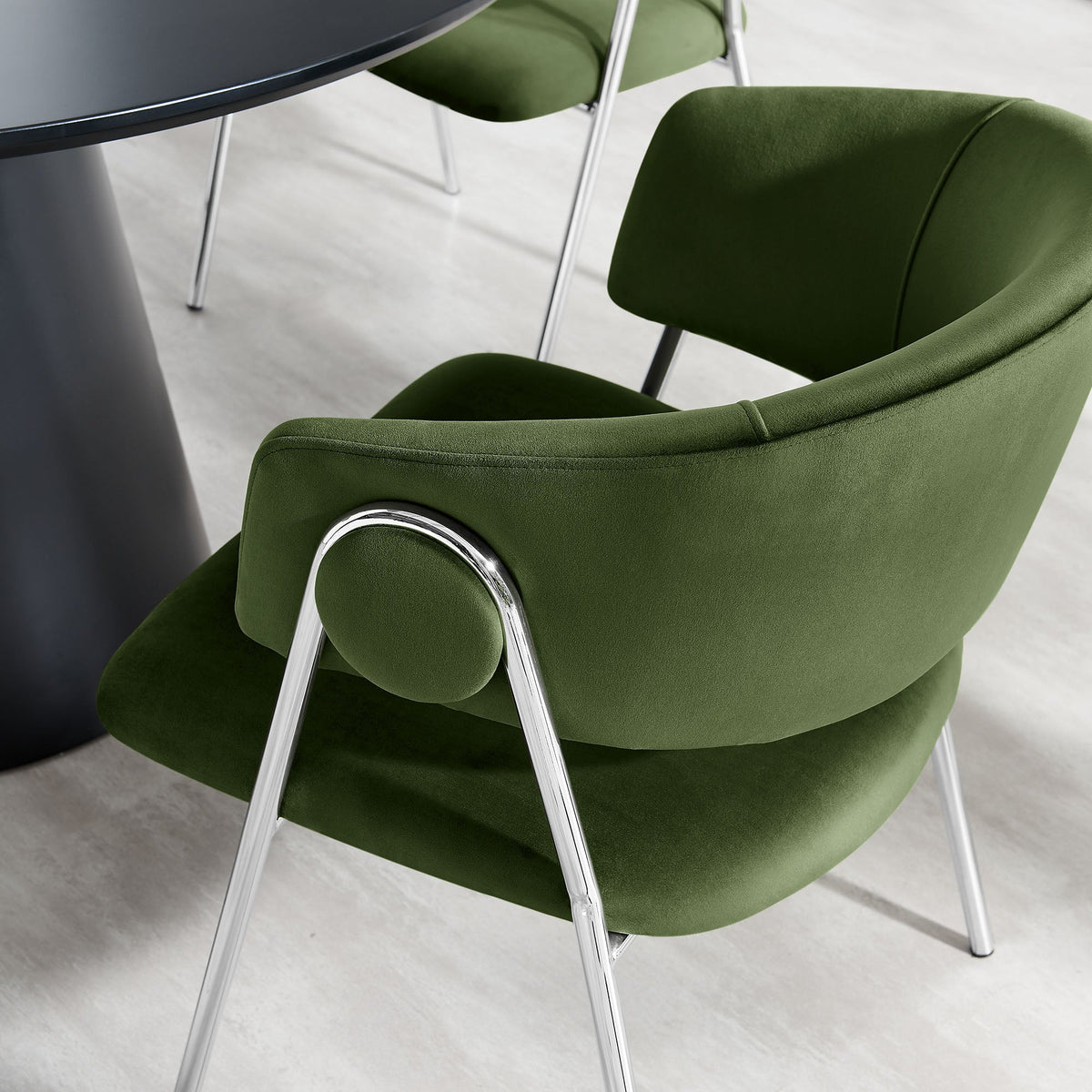 Nella Moss Green/Silver Upholstered Performance Velvet Dining Chair (Set of 2) - Ornate Home