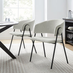 Nella Newsprint/Black Upholstered Heathered Chenille Dining Chairs (Set of 2) - Ornate Home