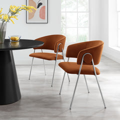 Nella Rust/Silver Upholstered Performance Velvet Dining Chair (Set of 2) - Ornate Home