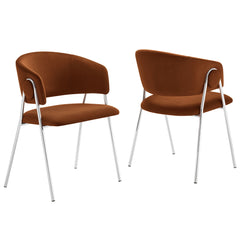 Nella Rust/Silver Upholstered Performance Velvet Dining Chair (Set of 2) - Ornate Home
