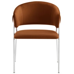 Nella Rust/Silver Upholstered Performance Velvet Dining Chair (Set of 2) - Ornate Home