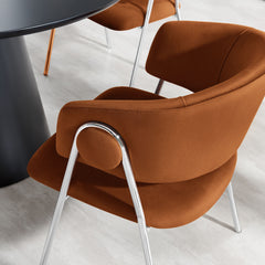 Nella Rust/Silver Upholstered Performance Velvet Dining Chair (Set of 2) - Ornate Home