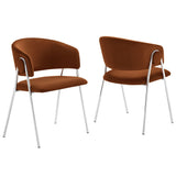 Nella Rust/Silver Upholstered Performance Velvet Dining Chair (Set of 2) - Ornate Home