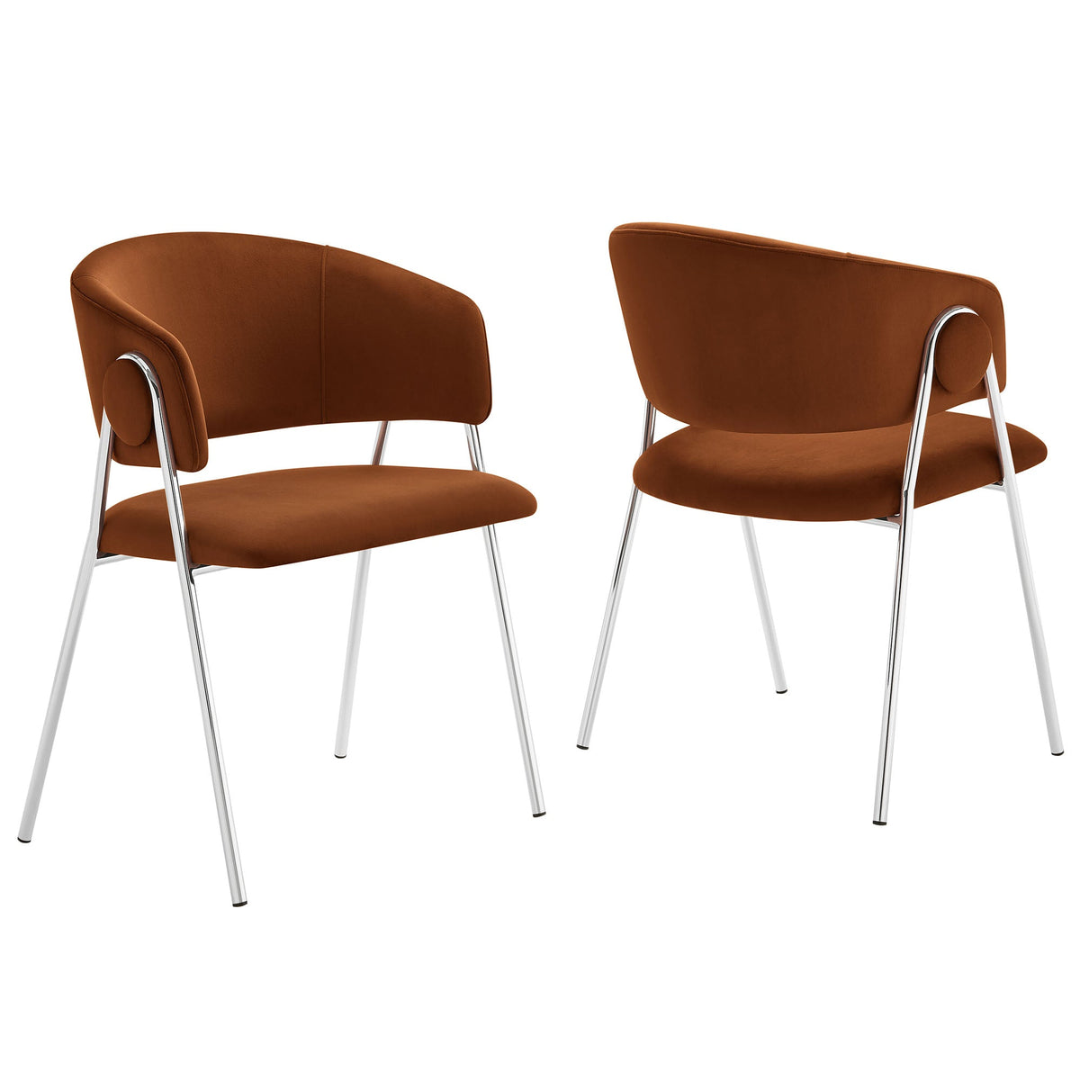 Nella Rust/Silver Upholstered Performance Velvet Dining Chair (Set of 2) - Ornate Home