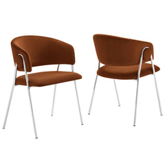 Nella Rust/Silver Upholstered Performance Velvet Dining Chair (Set of 2) - Ornate Home