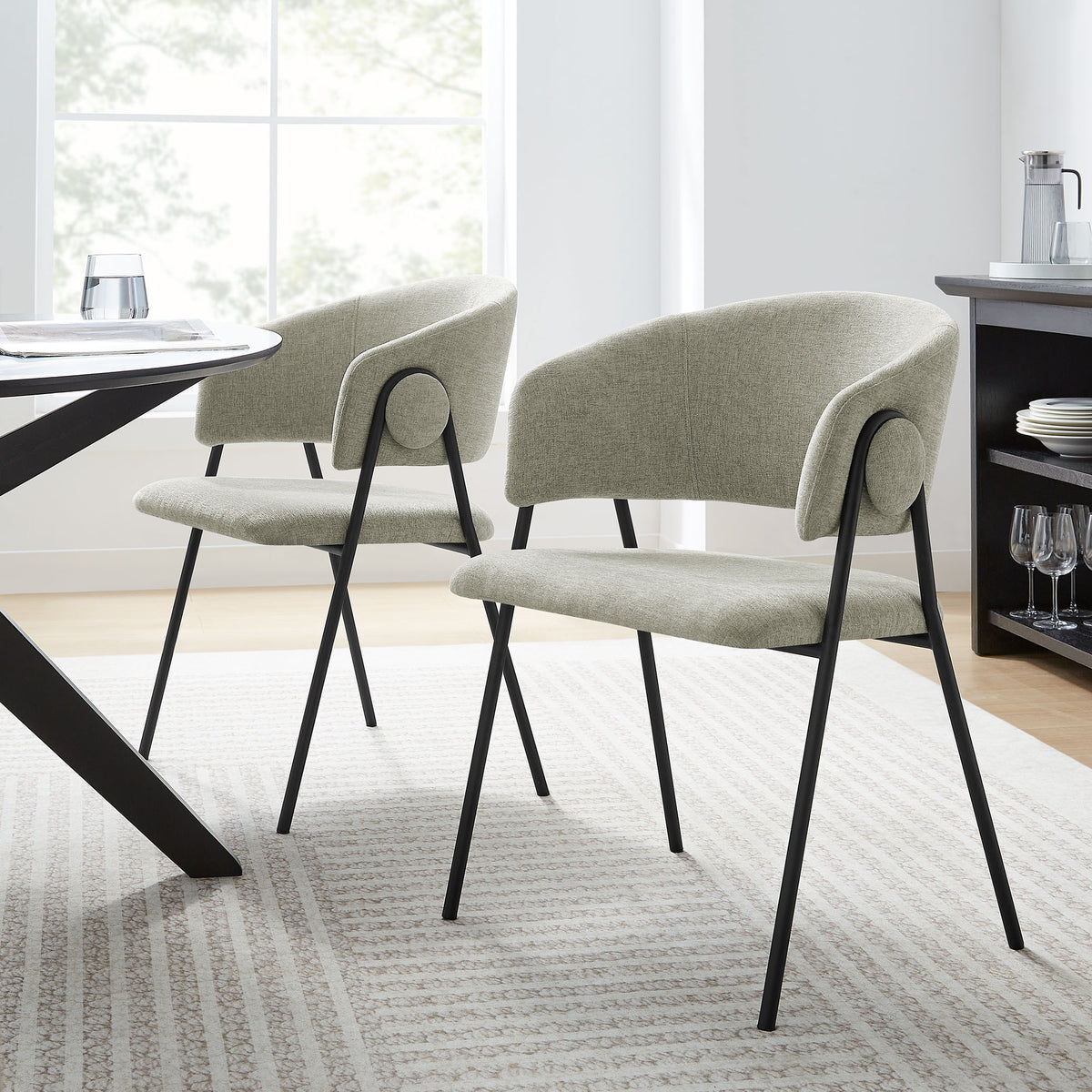Nella Taupe/Black Upholstered Heathered Chenille Dining Chairs (Set of 2) - Ornate Home