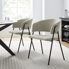 Nella Taupe/Black Upholstered Heathered Chenille Dining Chairs (Set of 2) - Ornate Home