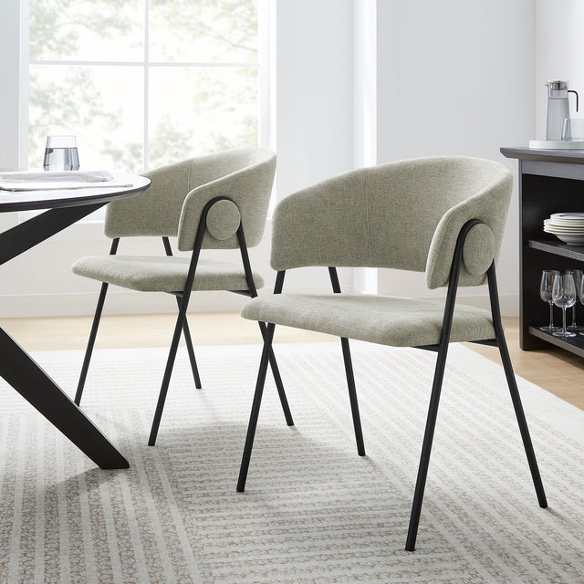 Nella Taupe/Black Upholstered Heathered Chenille Dining Chairs (Set of 2) - Ornate Home