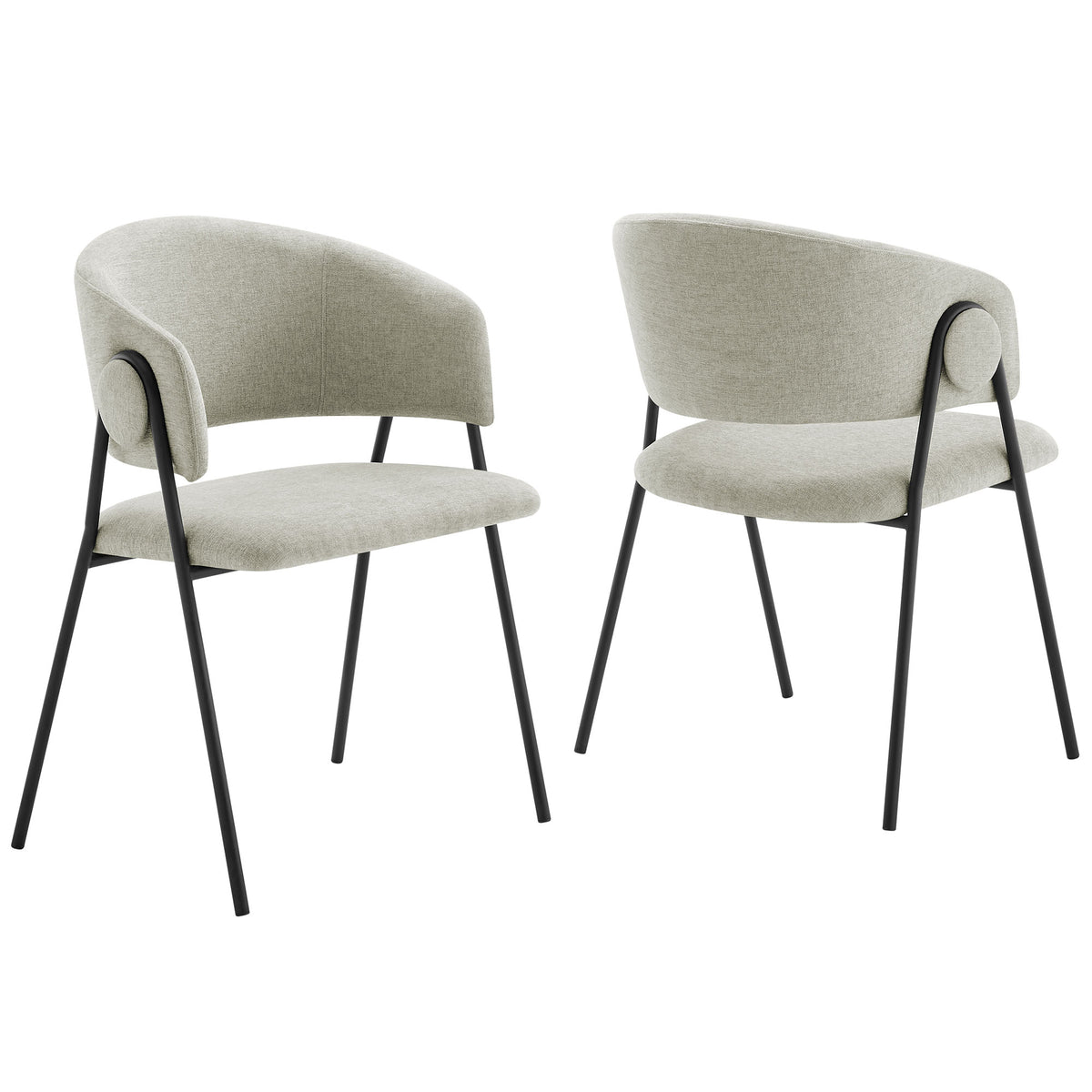 Nella Taupe/Black Upholstered Heathered Chenille Dining Chairs (Set of 2) - Ornate Home
