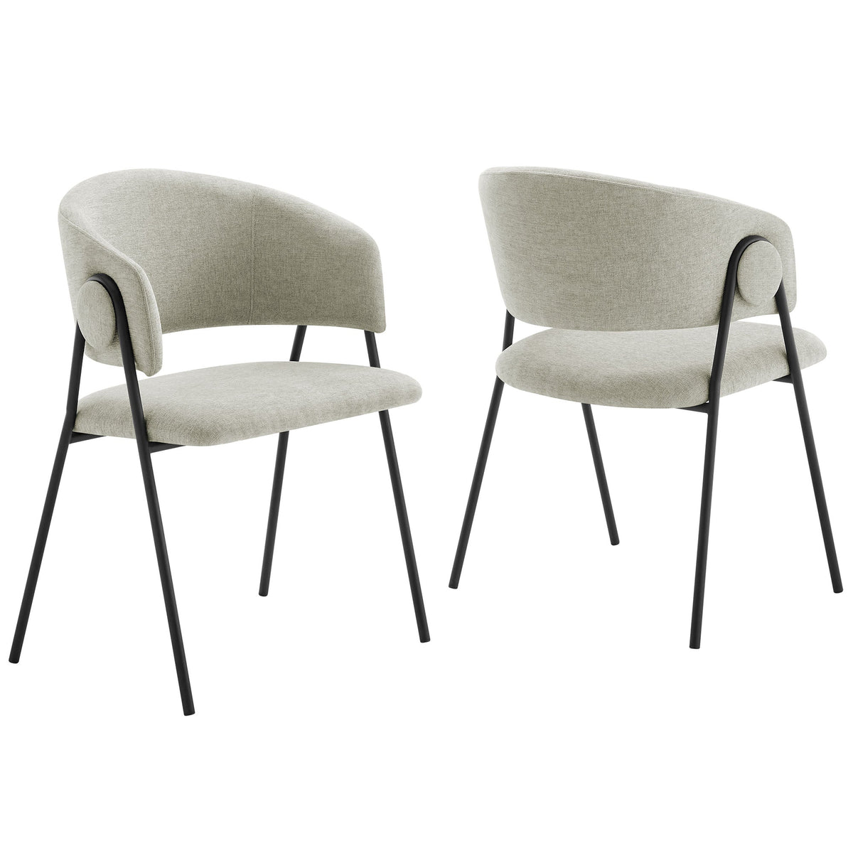 Nella Taupe/Black Upholstered Heathered Chenille Dining Chairs (Set of 2) - Ornate Home