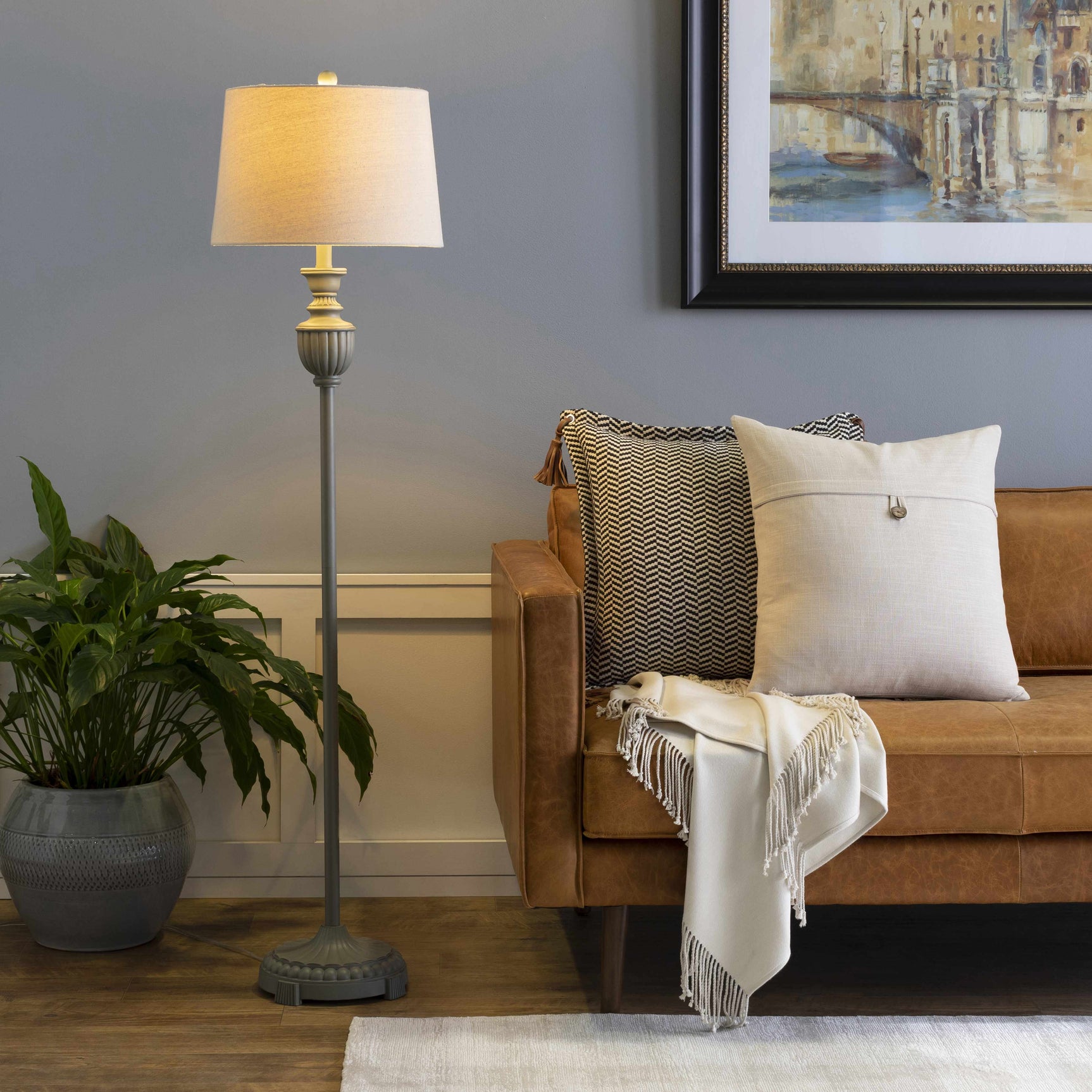 Nelspruit Gray Resin Floor Lamp - Ornate Home