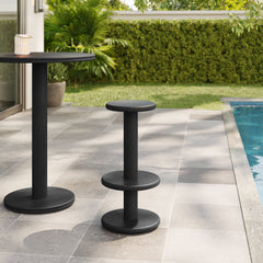 Neo Black 15 Inch Round Indoor - Outdoor Patio Wood Bar Stools - Ornate Home
