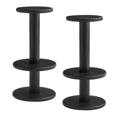 Neo Black 15 Inch Round Indoor - Outdoor Patio Wood Bar Stools - Ornate Home