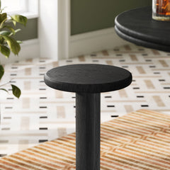 Neo Black 15 Inch Round Indoor - Outdoor Patio Wood Bar Stools - Ornate Home
