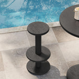 Neo Black 15 Inch Round Indoor - Outdoor Patio Wood Bar Stools - Ornate Home