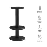 Neo Black 15 Inch Round Indoor - Outdoor Patio Wood Bar Stools - Ornate Home