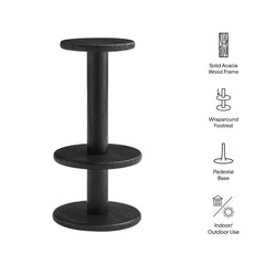 Neo Black 15 Inch Round Indoor - Outdoor Patio Wood Bar Stools - Ornate Home
