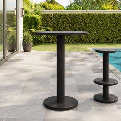Neo Black 31 Inch Round Indoor - Outdoor Patio Wood Bar Table - Ornate Home