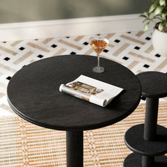 Neo Black 31 Inch Round Indoor - Outdoor Patio Wood Bar Table - Ornate Home
