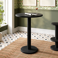 Neo Black 31 Inch Round Indoor - Outdoor Patio Wood Bar Table - Ornate Home